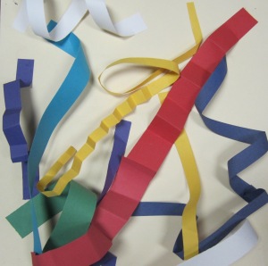 Kindergarten, paper roller coaster sculptures